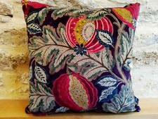 William Morris Sanderson Cantaloupe Grape Velvet Fabric & Purple Cushion Cover 