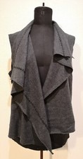 Oska Grey 100% Wool Asymmetric Waistcoat Quirky Lagenlook Size II Reg