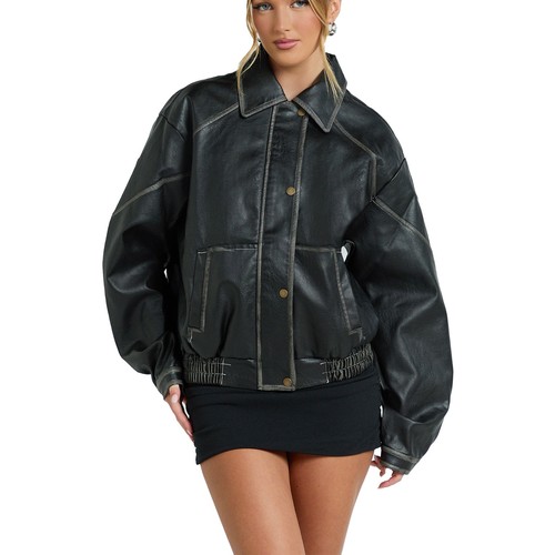 Women bomber leather - bomber, jacket