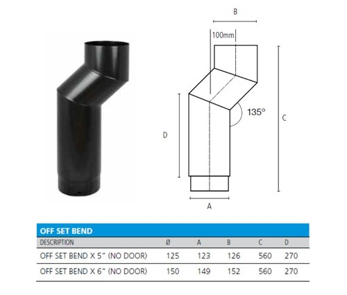 Offset flue pipe - bend, vitreous