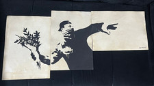 BANKSY 3 items painting on old