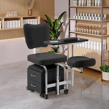 Pro PU Leather Stool + Storage Unit Nail Salon Chair & Cabinet Set Adjustable