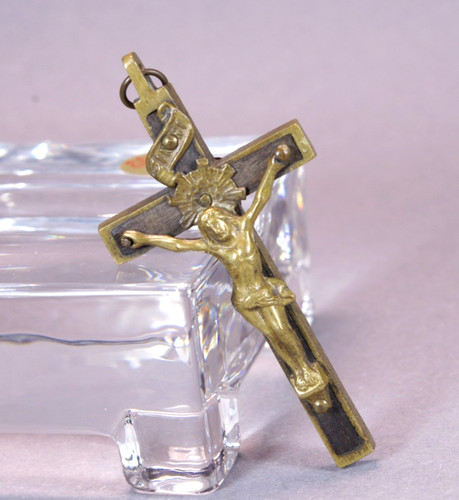 Antique brass ebony wood inlay - antique,