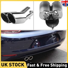 Car Tailpipe Twin Exhaust Tail Tip Trim Bend Muffler Rear Pipe Stainless Steel