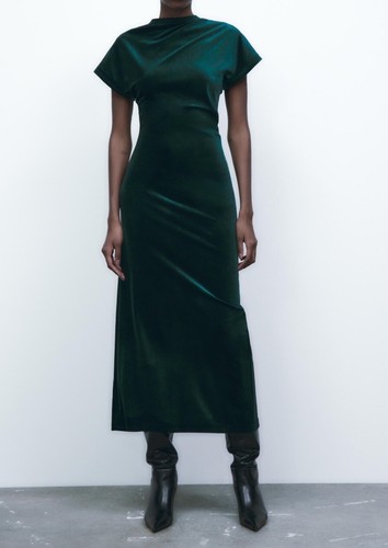 New zara draped velvet dress - draped,