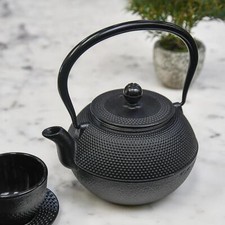 Large Black "Kyusu" Cast Iron Japanese Teapot with Handle - 1.2L
