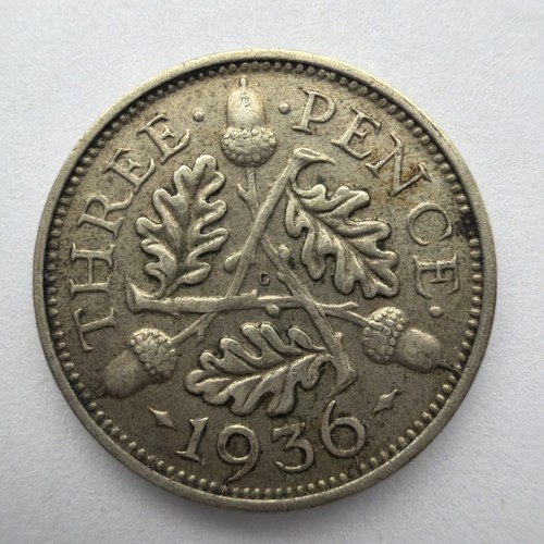 1936 threepence coin 5 - coin, 0.5
