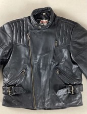 Vintage MQP Leather Biker Jacket Cafe Racer Jacket Black Size 44