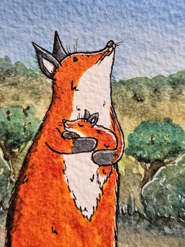 Mother fox baby moon - fox,,
