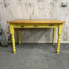 Rustic Painted Pine Farmhouse Table Weathered Top Great Patina Seats 4