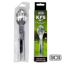 BCB Stainless Steel Knife Fork, Spoon, Can Opener Set, Strong, Compact & Light