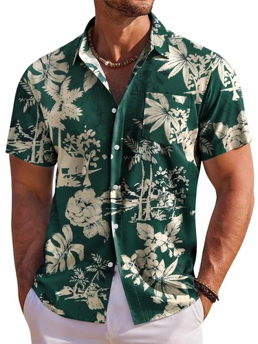 Men hawaiian floral shirt - hawaiian,