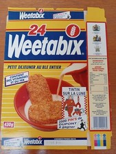 Tin Tin French Weetabix Cereal Box. 1992. 'Sur La Lune ' Good Condition.