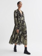 BNWT Reiss Lottie Green Floral Midi Dress Sz 8 - 10 RRP £248!
