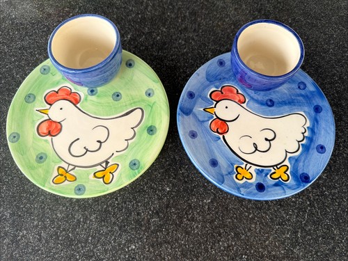 Pair hand painted chicken - chicken, egg