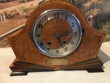  Antique 1934 Art Deco Striking  Mantle clock serviced working order .