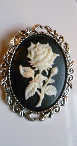 White rose brooch medieval pin - rose,