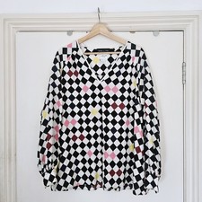SPORTMAX CODE Ora Chequerboard Twill Top Blouse Size UK 12