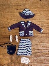 Vintage Sindy Doll Clothes Wavy Navy Skirt Jacket Hat Bag Set S215 Pedigree 1974