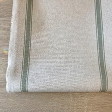 1729. Grain Sack Green Stripe Upholstery Fabric, 142cm width,Price per 1/2 metre