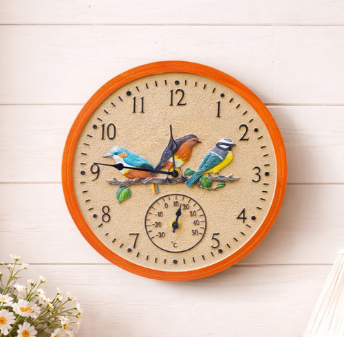 Bird wall clock thermometer - bird,