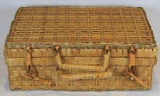 Charming Small Vintage Cane Weave Hamper or Storage Box