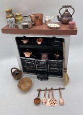 Dolls house Victorian aga oven range cooker & all accessories  in 1/12th 