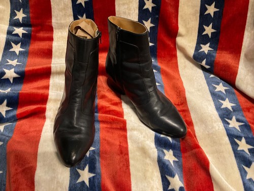 Pair black leather beatle - pair,
