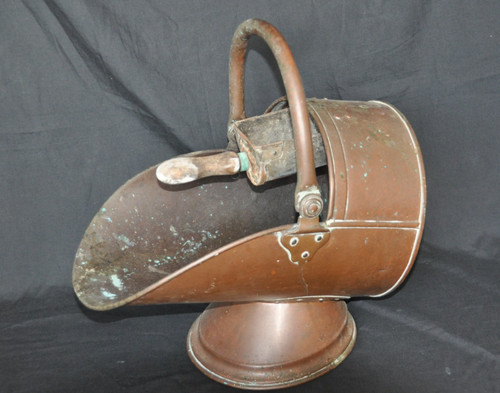 Vintage copper coal scuttle - coal,