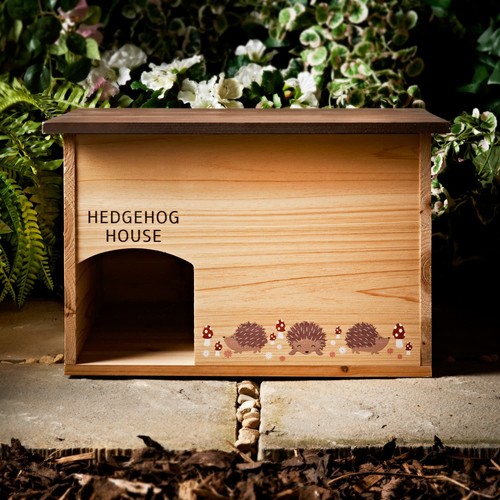 Wooden hedgehog house - hedgehog,