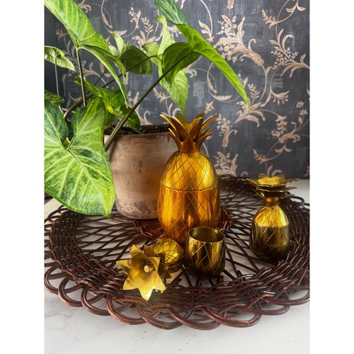 Vintage brass pineapple - pineapple, set