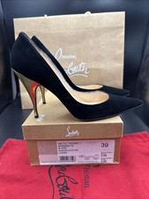 Christian Louboutin Decoltissimo 100 Black Suede Gold Stiletto Heels Uk 6 Eu 39