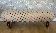 A new footstool in Laura Ashley Maggie Spot Cranberry fabric