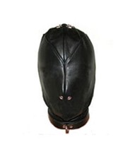 Leather Isolation Slave Mask Hood Sensory Blind With Free Gag