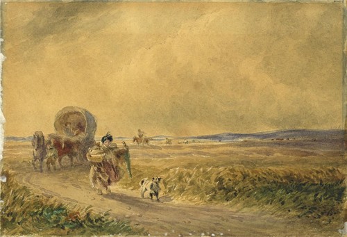 Figures horses dog in - horses, rural