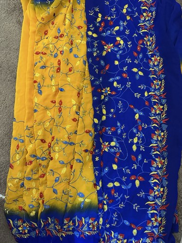 Ladies silk yellow blue - ,