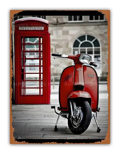 Distressed style red scooter - red,