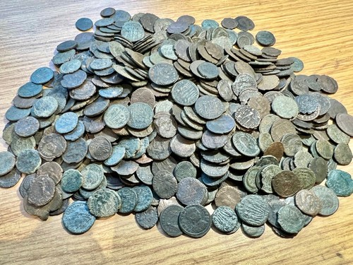 Lot roman bronze coins one - of,