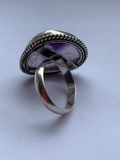 Adjustable Purple Fluorite Ring Natural Crystal