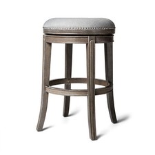 Maven Lane Alexander Round Backless Swivel Bar Stool, Reclaimed Oak, (Open Box)