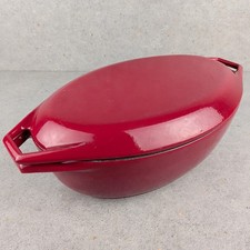 Vintage AGA Red Enamel Cast Iron Large Casserole Dish Pot 28cm Retro