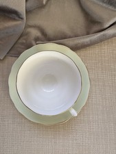 ROYAL GRAFTON Bone China Trio x 2 in Mint Green White Gold Cup Saucer Side Plate