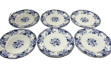 8 Vintage English John Maddock & Sons Roseville Blue Flow Plates England (11)