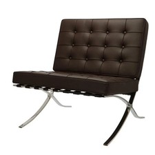Premium Barcelona Chair Brown Mies Van Der Rohe Replica Geniuine Italian Leather