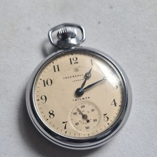 Vintage metal Ingersoll Triumph pocket watch working c1960