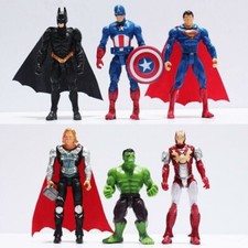 6PCS Marvel Avengers Super Hero Figures Toys Cake Toppers Hulk Batman Super Man