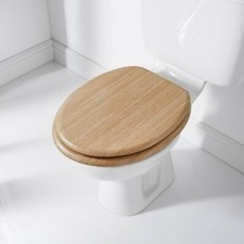 Universal Wooden Toilet Seat Pine Standard Traditional Bathroom Oval Seat 18"