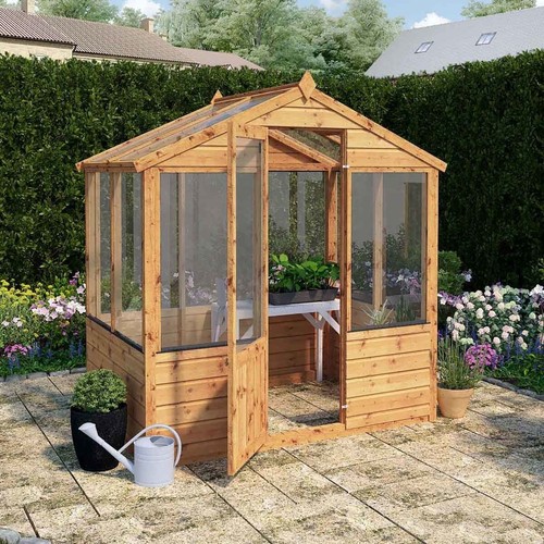 Brown wooden greenhouse with - brown,