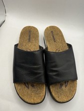 ROMIKA Women's Shoes Comfort Sandals Leather Size 8 Black Slip On Slide