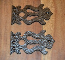 A Pair Of 125mm x 67mm False Cabinet Door Hinge Fronts Black Cast Iron (AB423)